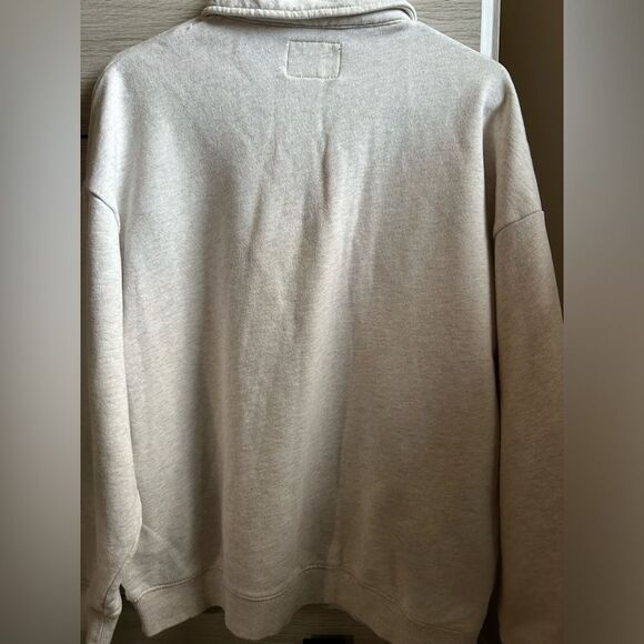 Unisex Roots Light Beige half button up crewnwck - Picture 2 of 3